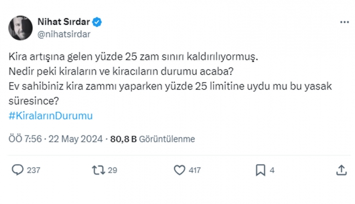 Kiracılara soruldu: Ev sahibiniz kira zammı yaparken yüzde 25 sınırına uydu mu?