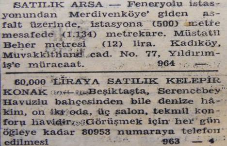 1947 yılında Feneryolu'nda 1.135 metrekare arsa metrekaresi 12 liradan satılacakmış!