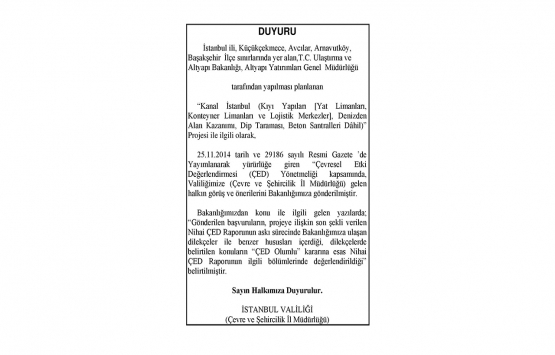 İstanbul Valiliği nden Kanal İstanbul açıklaması!