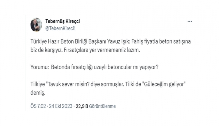 Türkiye Hazır Beton Birliği Başkanı Yavuz Işık: Fahiş fiyatla beton satışına biz de karşıyız! Peki zamları kim yapıyor?