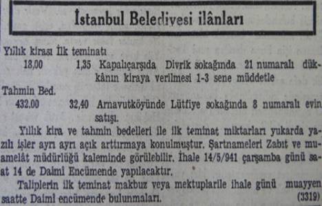 1941 yılında Kapalıçarşı'da bir dükkanın yıllık kirası 18 liraymış!