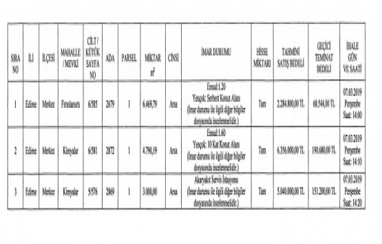 Edirne de 13.6 milyon TL ye satılık 3 arsa!