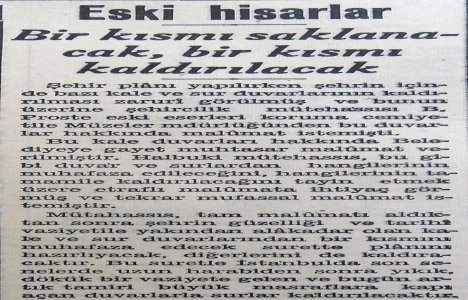 1937 yılında surların bir kısmı kaldırılacak!