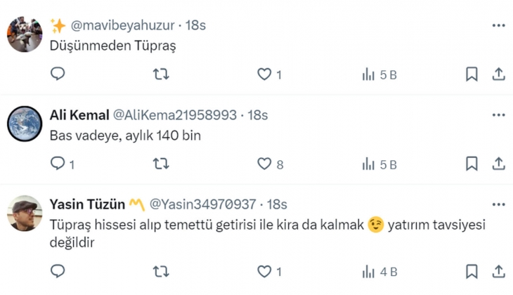 3.5 milyon TL ile ev alınırsa yıllık 180 bin kira, Tüpraş hissesi alınırsa yıllık 199 bin 950 TL getiri gelir!