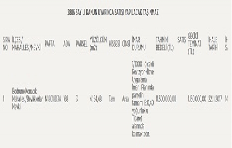 Bodrum da 11.5 milyon TL ye satılık arsa!