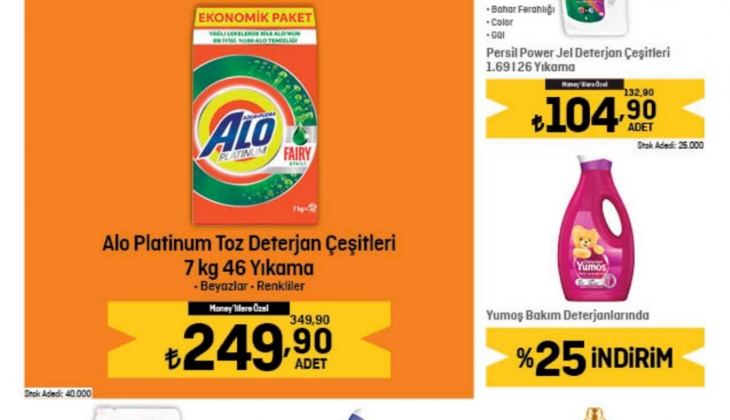 Migros'ta Alo platinium toz deterjan 249,90 TL’ye, Tamek domates salçası 34,90 TL’ye, kuru fasulye 49,90 TL’ye düştü!