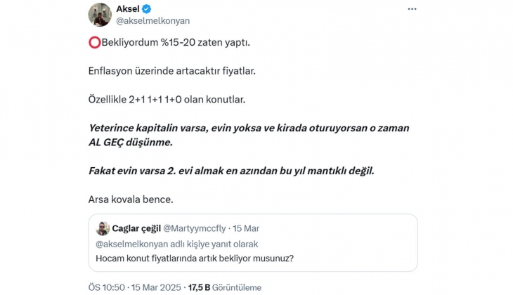 Uzmanından ev alacakları korkutan açıklama: Stüdyo, 2+1 ve 3+1 evlerin fiyatları enflasyon üzerinde artacak! 