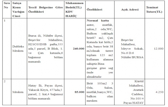 TMSF Işık Ahşap ın 2 gayrimenkulünü satışa çıkardı!