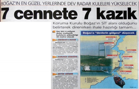 1999 yılında Boğaz da dev radar kuleleri yükselecekmiş!