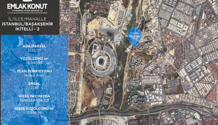 Emlak Konut GYO Başakşehir deki 7 arsayı 60 ay taksit ve yüzde 1,20 vade farkıyla satıyor! 