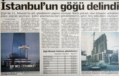 1996 yılında rantı yüksek olan bölgeler gökdelen alanı olarak seçiliyormuş!