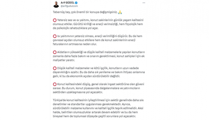 Tebernüş Kireçci sordu: Türkiye de konut kalitesi iyiye mi gidiyor, kötüye mi?