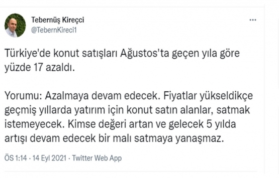 2021 Ağustos ta 141 bin 400 konut satıldı!