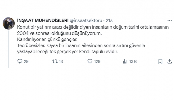 2004 ve sonrası doğumlu gençler Konut yatırım aracı değil diyor! Peki neden?