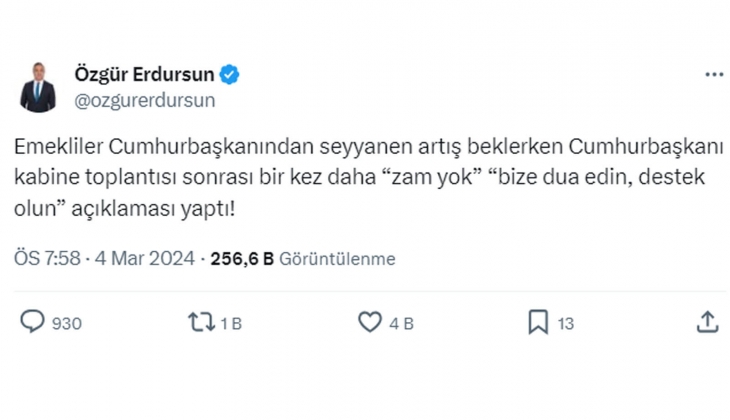 Cumhurbaşkanı Erdoğan dan emekli çıkışı: Seyyanen zam yok, bize destek olun!