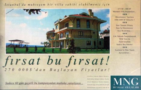 1999 yılında Beykoz Villaları satışa sunulmuş!