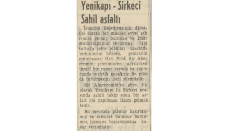 1954 yılında Yenikapı ve Sirkeci arası için yeni şehir planı hazırlanmış!