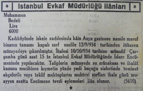 Kadıköy İskele Caddesi'nde Asya Gazinosu'nun bulunduğu bina 6 bin liraya satılacakmış!