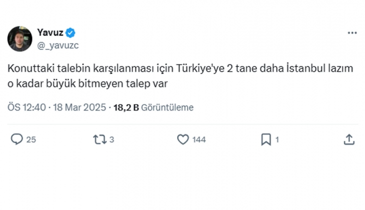 Konut talebinin karşılanması için Türkiye ye 2 tane daha İstanbul gerek!