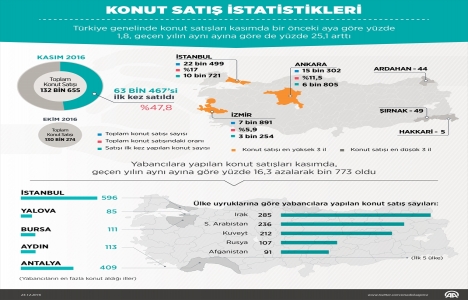 Türkiye de Kasım da 132 bin 655 konut satıldı!
