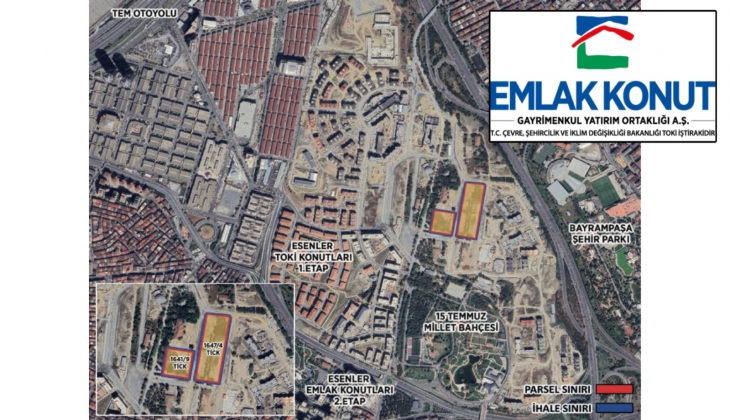 Emlak Konut GYO Esenler Atışalanı 3. Etap ihalesinin birinci oturumuna 7 firmadan teklif! 