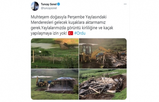 Ordu Perşembe Yaylası ndaki kaçak yapılar yıkıldı!