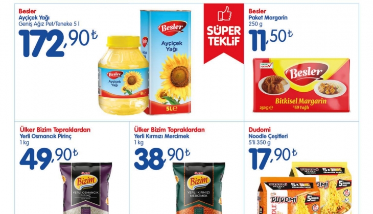 Bizim Toptan’da Domestos 29,95 TL’ye ayçiçeği yağı 5 litre 172,90 TL’ye, siyah zeytin 65,90 TL’ye düştü!
