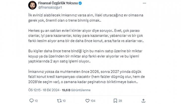 İmkanınız varsa şimdi ev alın ya da peşinatınızı biriktirin! 2026 ve 2027 de düşük faizli konut krediler olabilir!