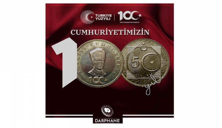 Cumhuriyet in 100. yılına özel 5 TL lik madeni hatıra parası basıldı