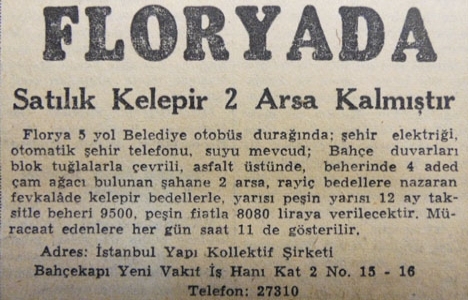 1955 yılında Florya'da 8.080 liraya arsa!