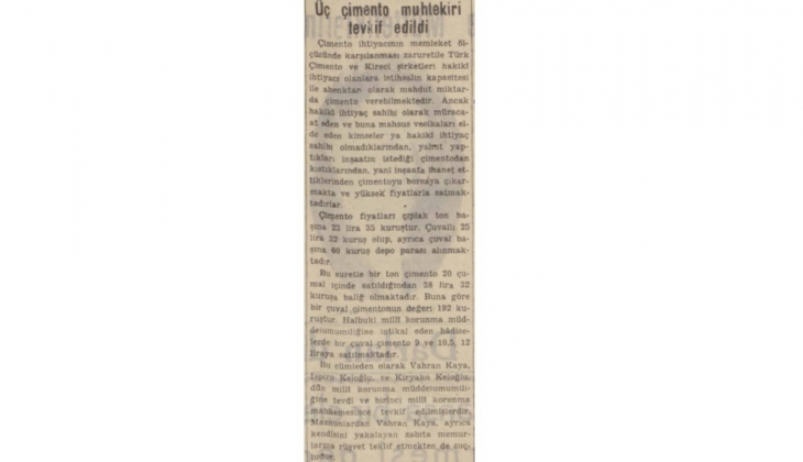 1942 yılında çimento fiyatları tavan yapmış! 1 torba çimento 38 liraya kadar yükselmiş!