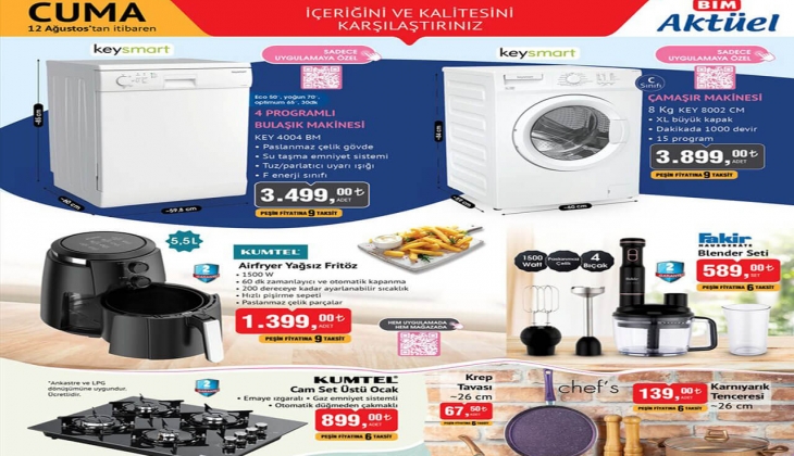 Beyaz eşyalarınız BİM 12 Ağustos Cuma kataloğunda! İşte BİM 12 Ağustos Cuma kataloğu! 