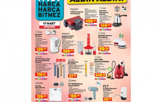 A101 de elektrikli ev aletleri 149 TL den başlayan fiyatlarla! İşte A101 2022 fiyat listesi!