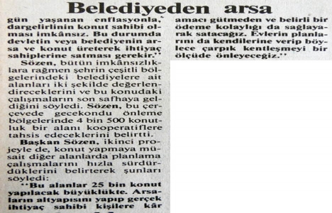 1991 yılında İstanbul Belediyesi nden 30 bin konutluk arsa!