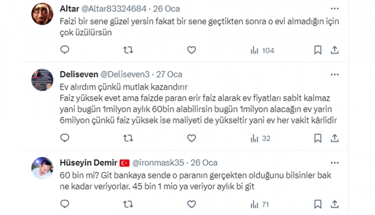 2 milyon TL paranız olsa 15 bin TL kira getirili ev mi alırsınız, aylık 60 bin TL getirili faize mi yatırırsınız?