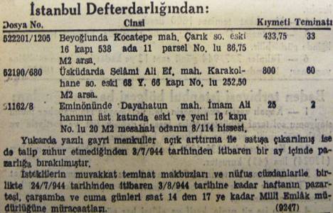 1944 yılında Üsküdar'da 252 metrekare arsa 800 liraya satılacakmış!