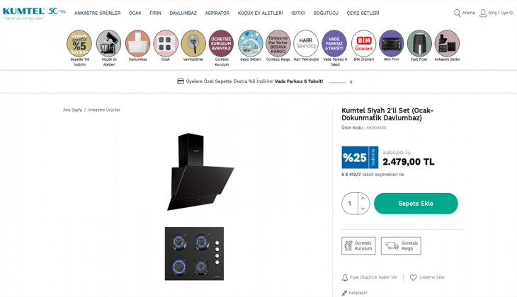 Kumtel’de ankastre setlerde kaçırılmayacak yüzde 20 indirim fırsatı! İşte 16 Eylül 2022 fiyat listesi