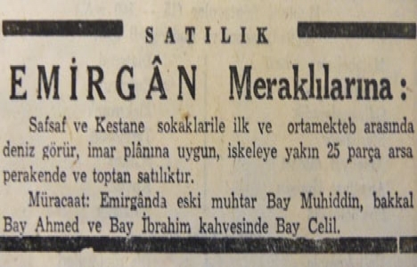 1951 yılında Bostancı da 800 metrekare bina 29.500 liraya satılacakmış!