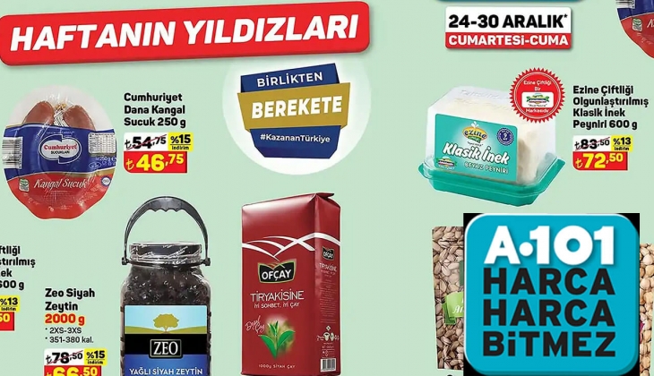 A101 indirimli yeni kataloğu az evvel yayımlandı! Sucuk 46 TL, Çay 62 TL! 26 Aralık 2022 fiyat listesi