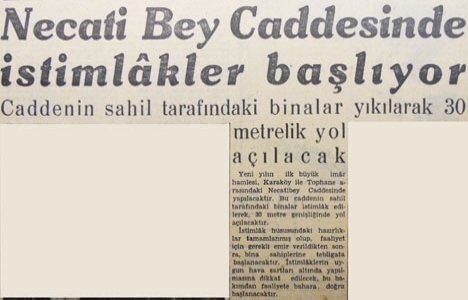 1958 yılında Necati Bey Caddesi 30 metre genişletilecekmiş!