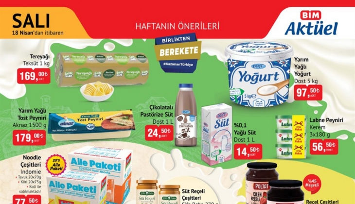 BİM’de bütün tavuk 39,50 TL’ye, tereyağı 170 TL’ye, zeytin 69,50 TL’ye düştü!