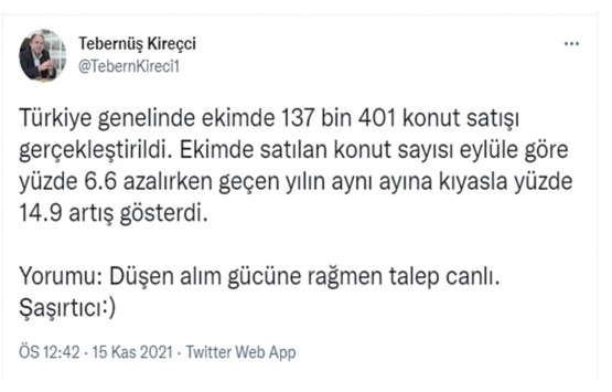 2021 Ekim de 137 bin 401 konut satıldı!
