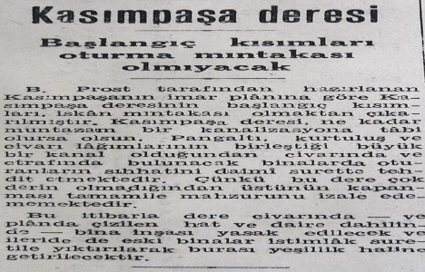 1944 Kasımpaşa Deresi civarında iskan yasaklanmış!