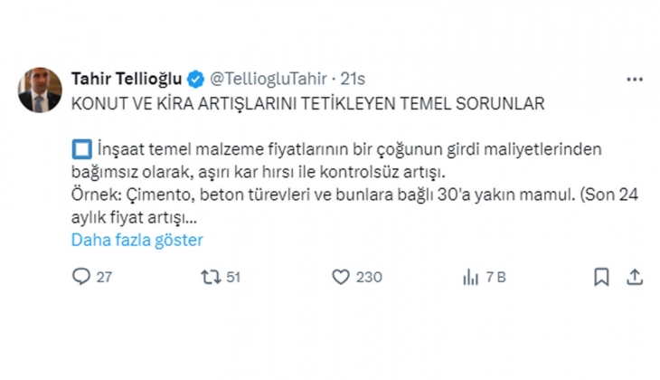 Satılık ve kiralık konut fiyatlarındaki artışları neler tetikliyor? İMKON Başkanı Tahir Tellioğlu 9 maddede sıraladı!