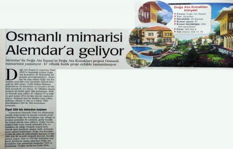 2006 yılında Osmanlı mimarisi Alemdar a geliyor!
