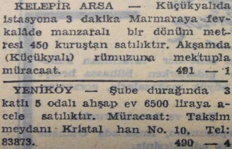 1948 yılında Küçükyalı'da metrekaresi 450 kuruşa arsa satılacakmış!