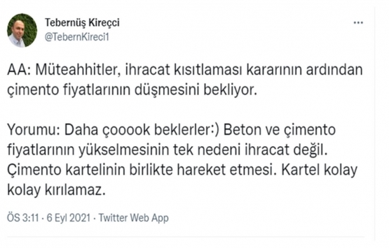 Müteahhitler çimento fiyatlarının düşmesini bekliyor!