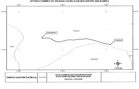 Alanbaşı-Yeni Tortum 380 Enerji İletim Hattı Projesi için Artvin Yusufeli de kamulaştırma!