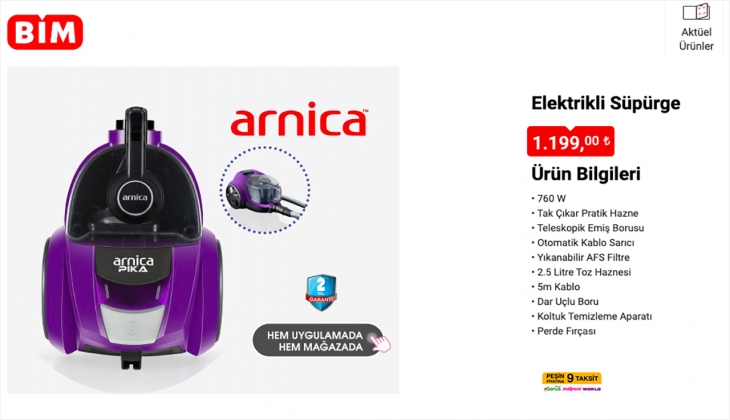 Hemen BİM mağazasına koşun. Arnica Pika elektrikli süpürge 1.199 TL. İşte 30 Eylül 2022 BİM fiyat listesi
