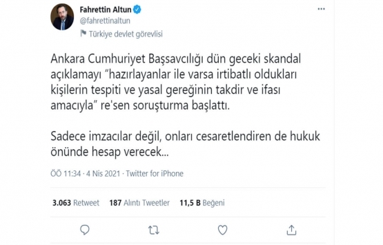 Fahrettin Altun dan, 103 emekli amiralin bildirisine yönelik soruşturmaya ilişkin değerlendirme!